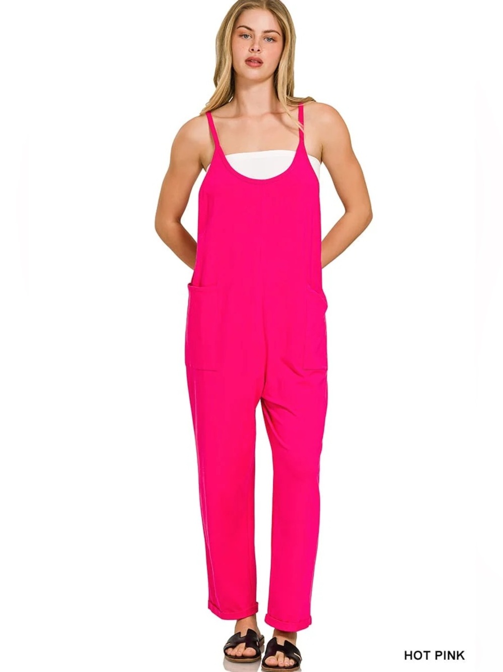 Women's Hot Pink Casual Jumpsuit